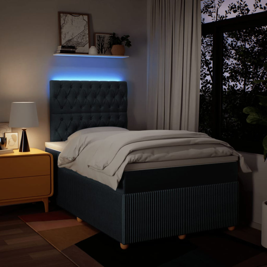 Boxspring met matras stof blauw 120x190 cm