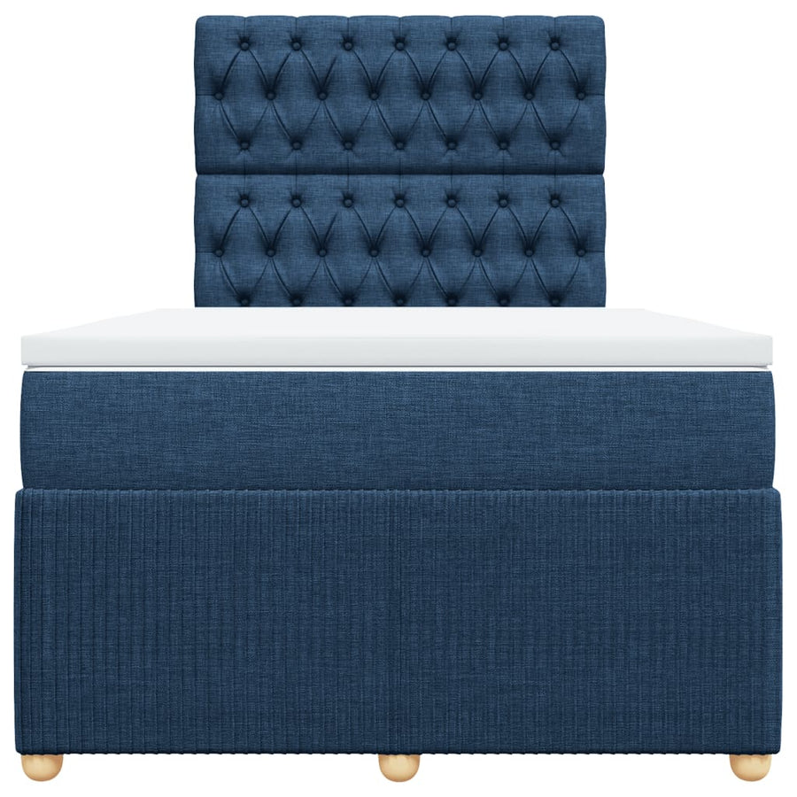 Boxspring met matras stof blauw 120x190 cm