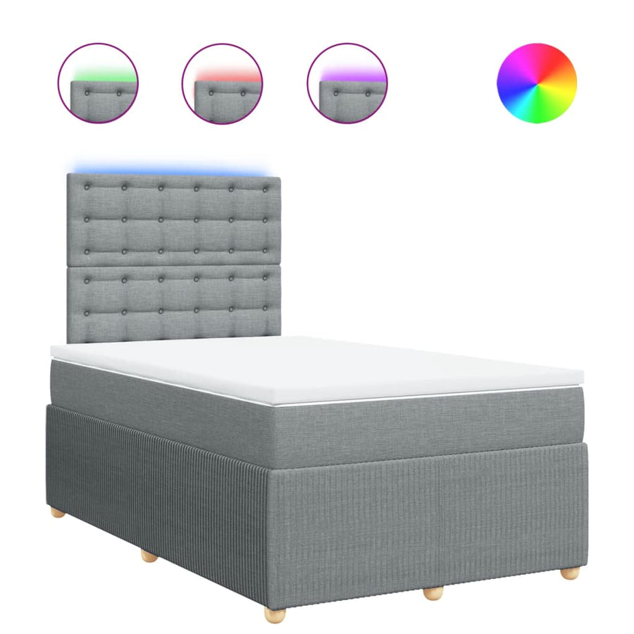 Boxspring met matras stof lichtgrijs 120x190 cm