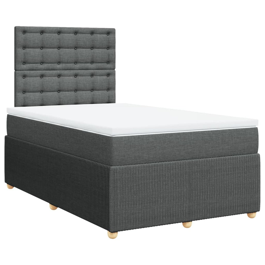 Boxspring met matras stof donkergrijs 120x190 cm