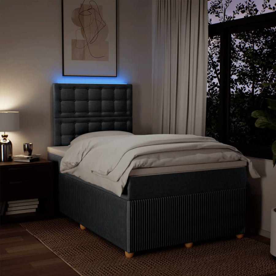 Boxspring met matras stof donkergrijs 120x190 cm