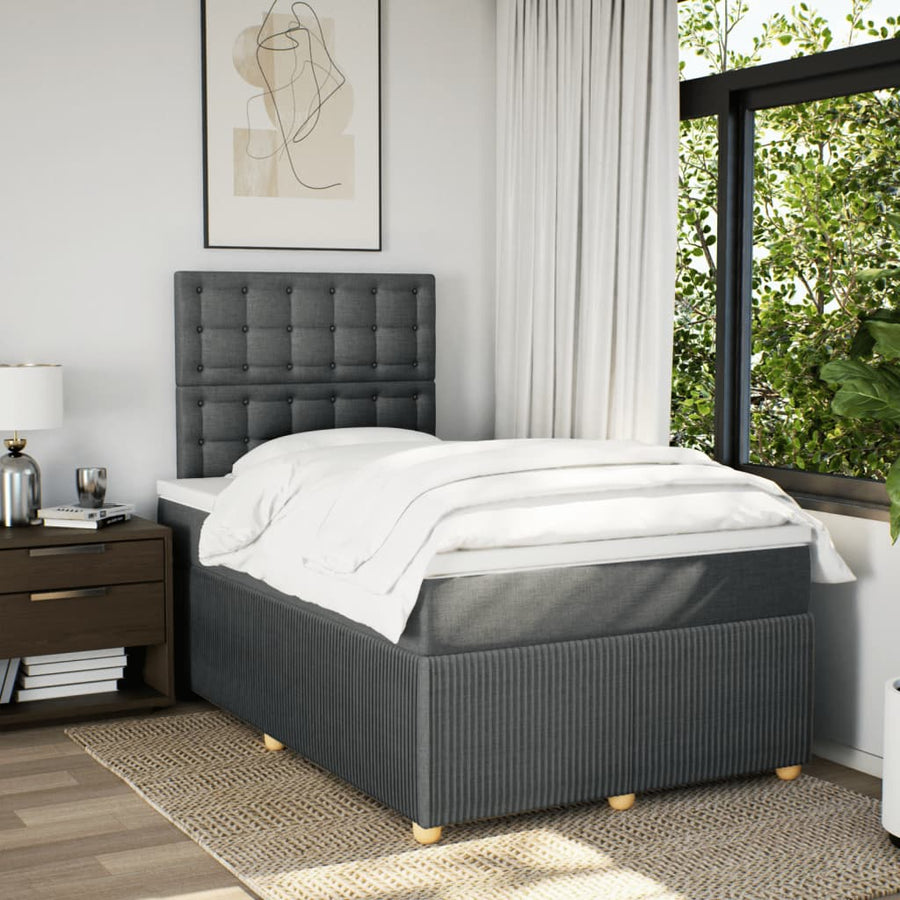 Boxspring met matras stof donkergrijs 120x190 cm