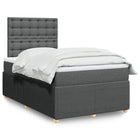 Box spring bed with dark gray fabric mattress 120x190 cm