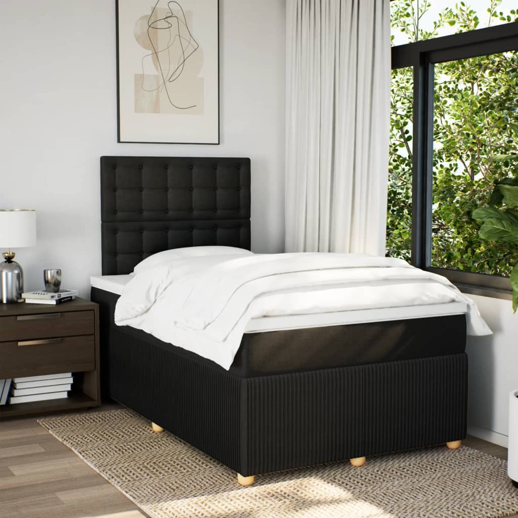 Boxspring met matras stof zwart 120x190 cm