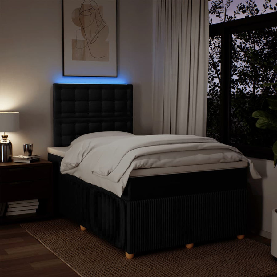 Boxspring met matras stof zwart 120x190 cm