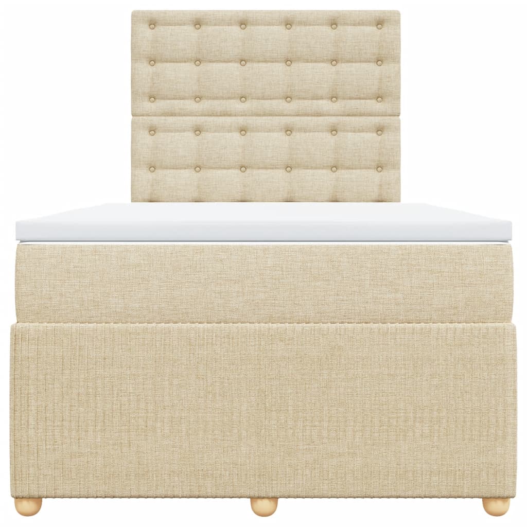 Boxspring met matras stof crèmekleurig 120x190 cm
