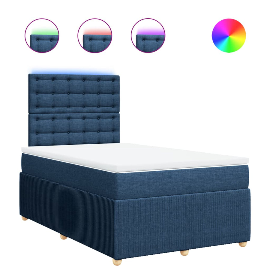 Boxspring met matras stof blauw 120x190 cm