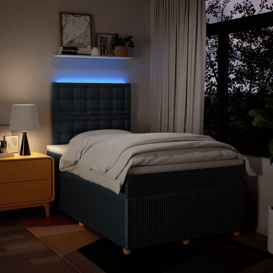 Boxspring met matras stof blauw 120x190 cm