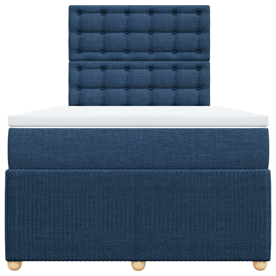 Boxspring met matras stof blauw 120x190 cm