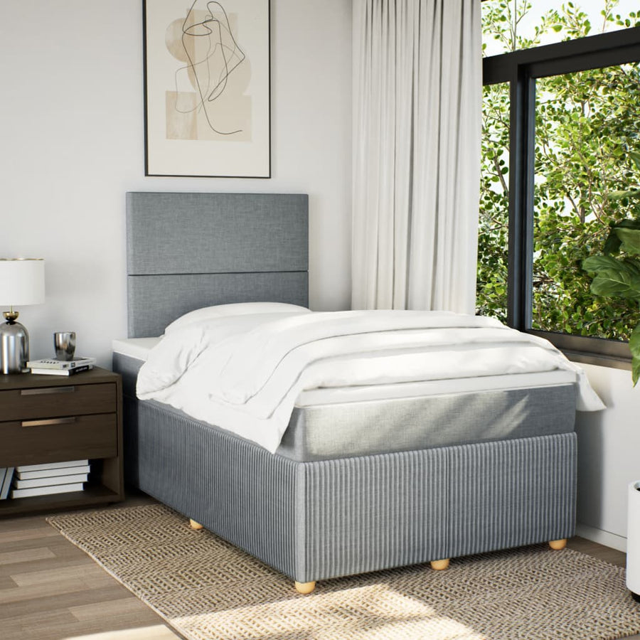 Boxspring met matras stof lichtgrijs 120x200 cm