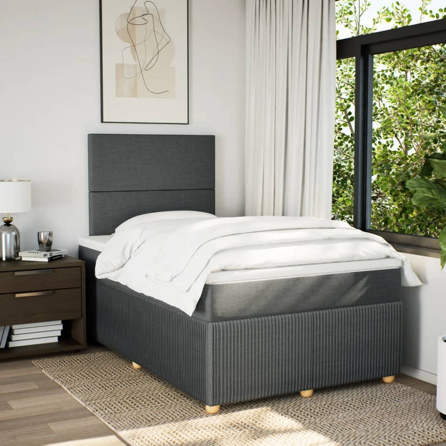 Boxspring met matras stof donkergrijs 120x200 cm