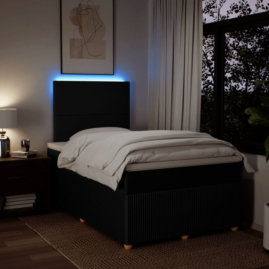 Boxspring met matras stof zwart 120x200 cm