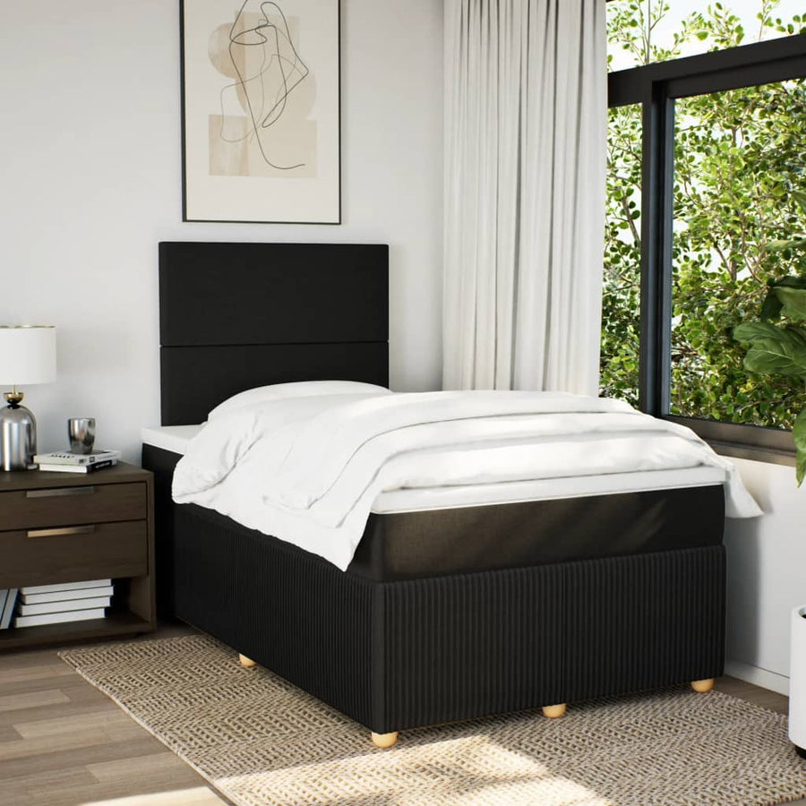Boxspring met matras stof zwart 120x200 cm