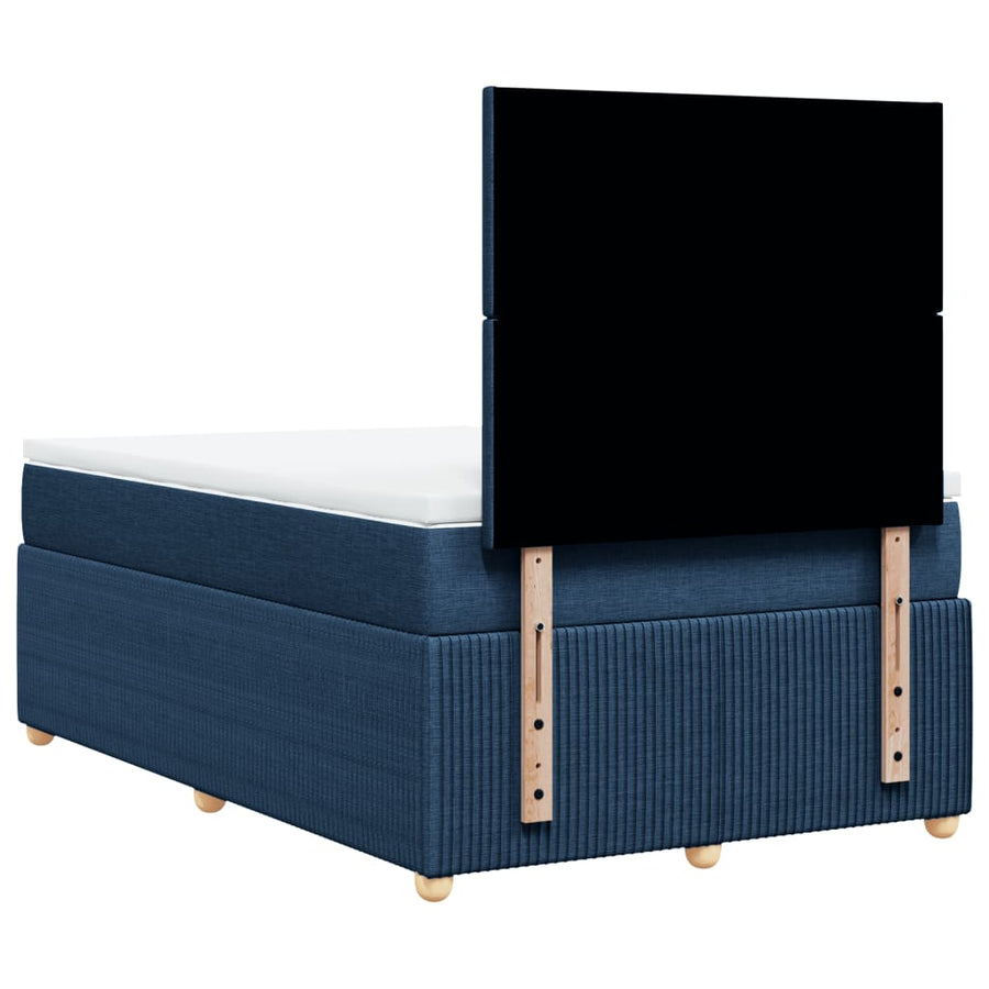Boxspring met matras stof blauw 120x200 cm
