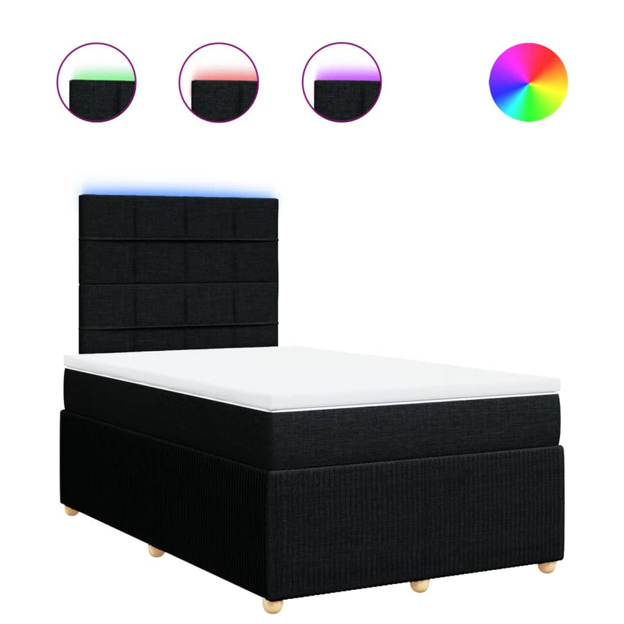 Boxspring met matras stof zwart 120x200 cm