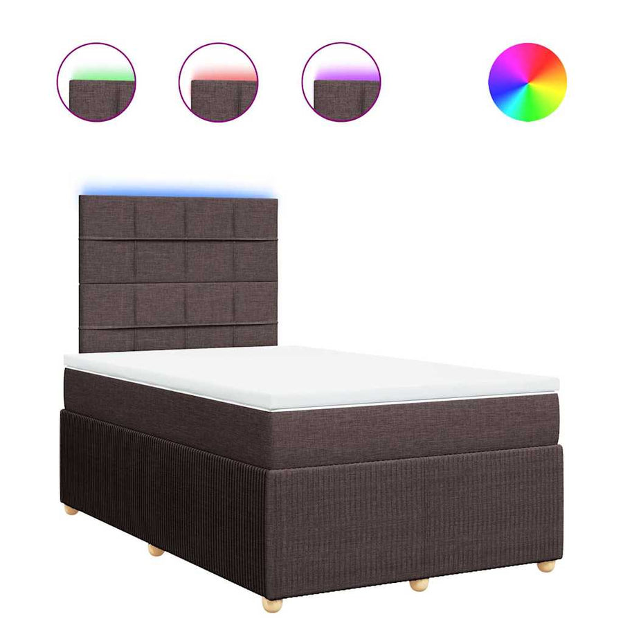 Boxspring met matras stof donkerbruin 120x200 cm