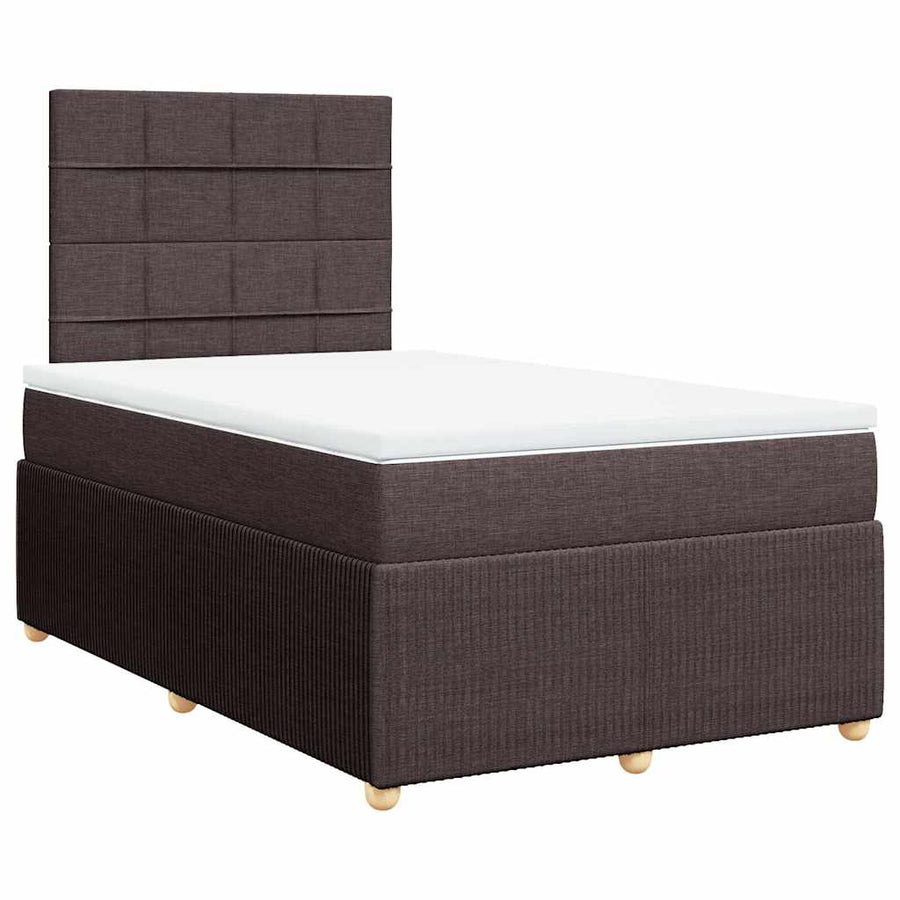 Boxspring met matras stof donkerbruin 120x200 cm