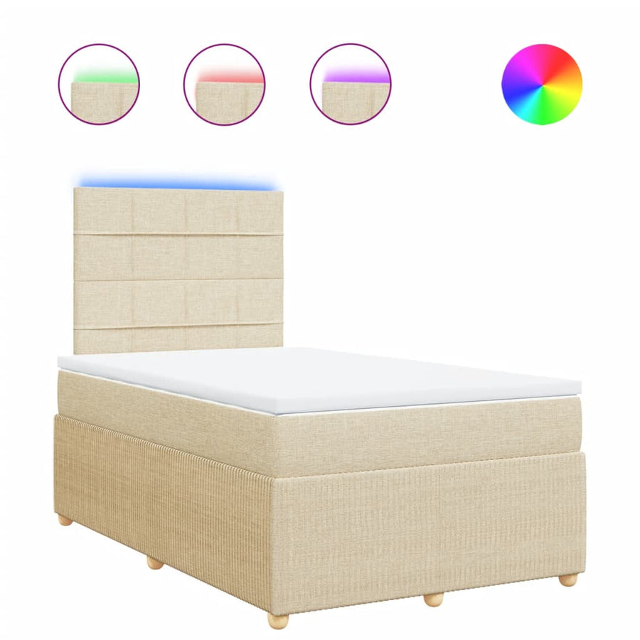 Boxspring met matras stof crèmekleurig 120x200 cm