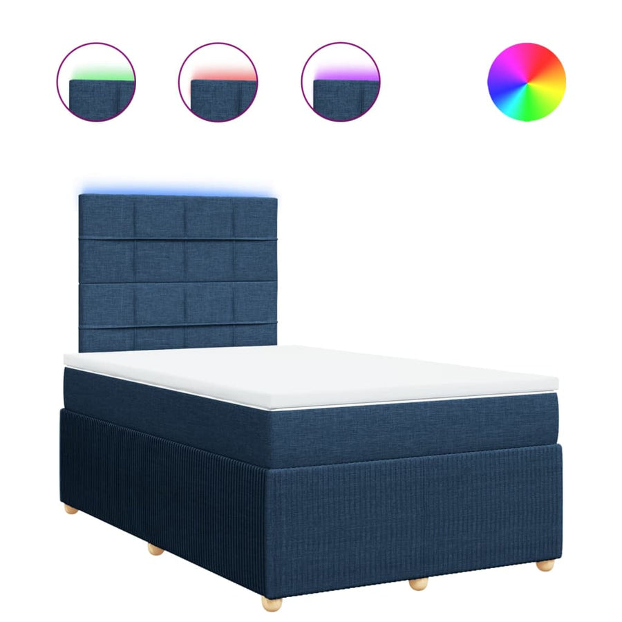 Boxspring met matras stof blauw 120x200 cm