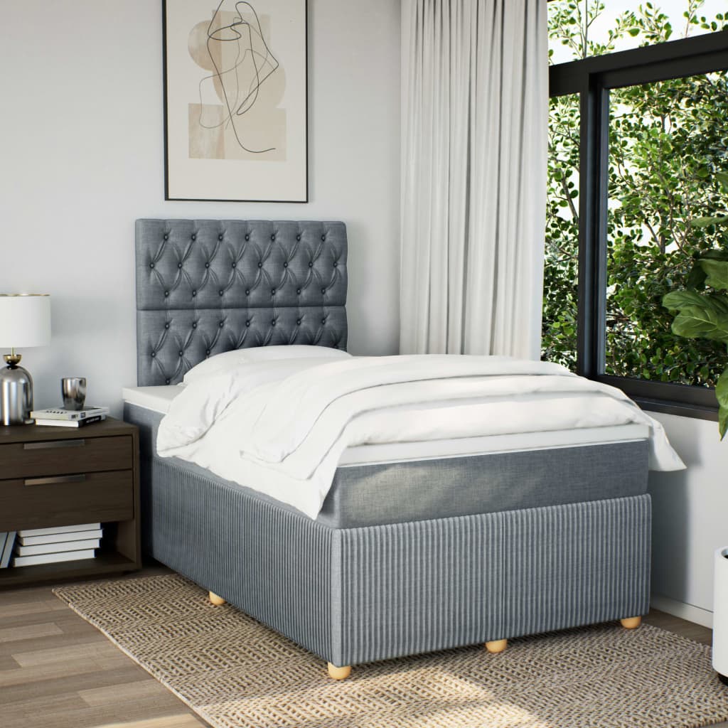 Boxspring met matras stof lichtgrijs 120x200 cm