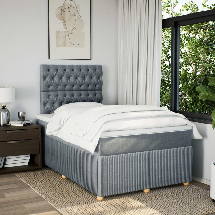 Boxspring met matras stof lichtgrijs 120x200 cm