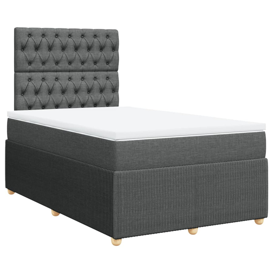 Boxspring met matras stof donkergrijs 120x200 cm