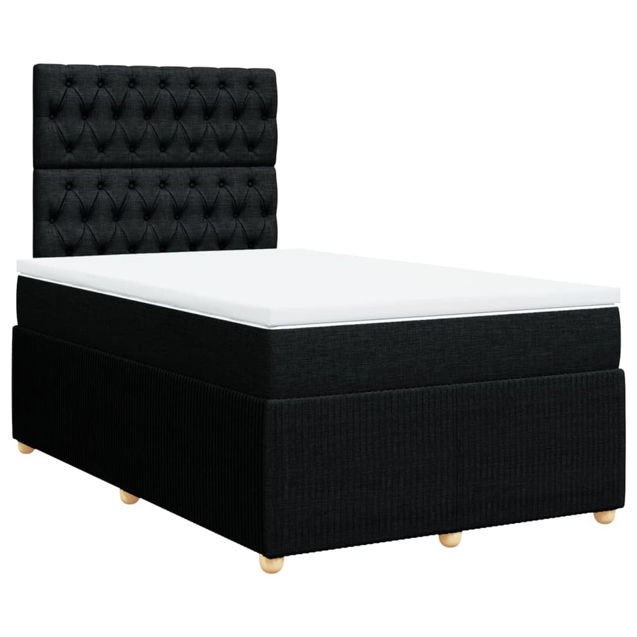 Boxspring met matras stof zwart 120x200 cm