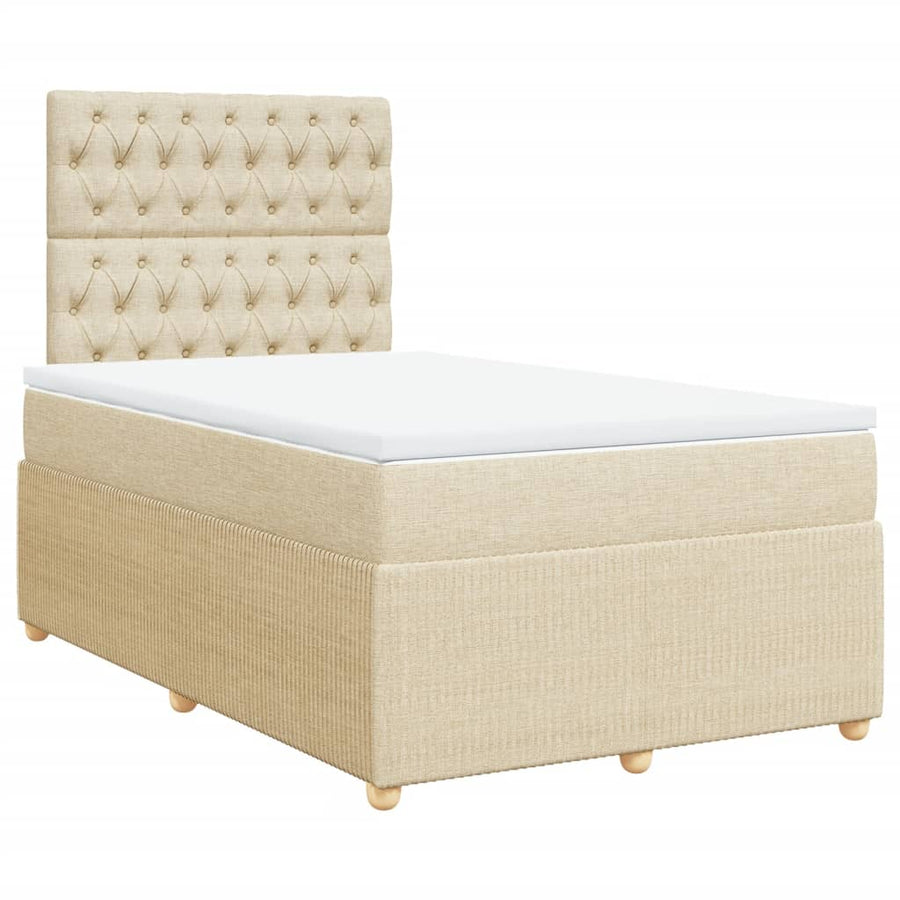 Boxspring met matras stof crèmekleurig 120x200 cm