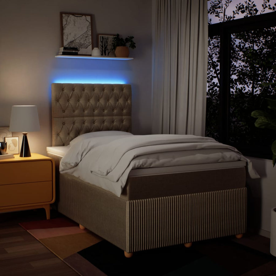 Boxspring met matras stof crèmekleurig 120x200 cm