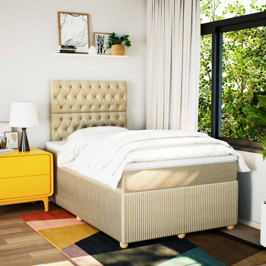 Boxspring met matras stof crèmekleurig 120x200 cm
