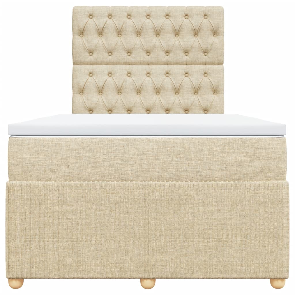 Boxspring met matras stof crèmekleurig 120x200 cm