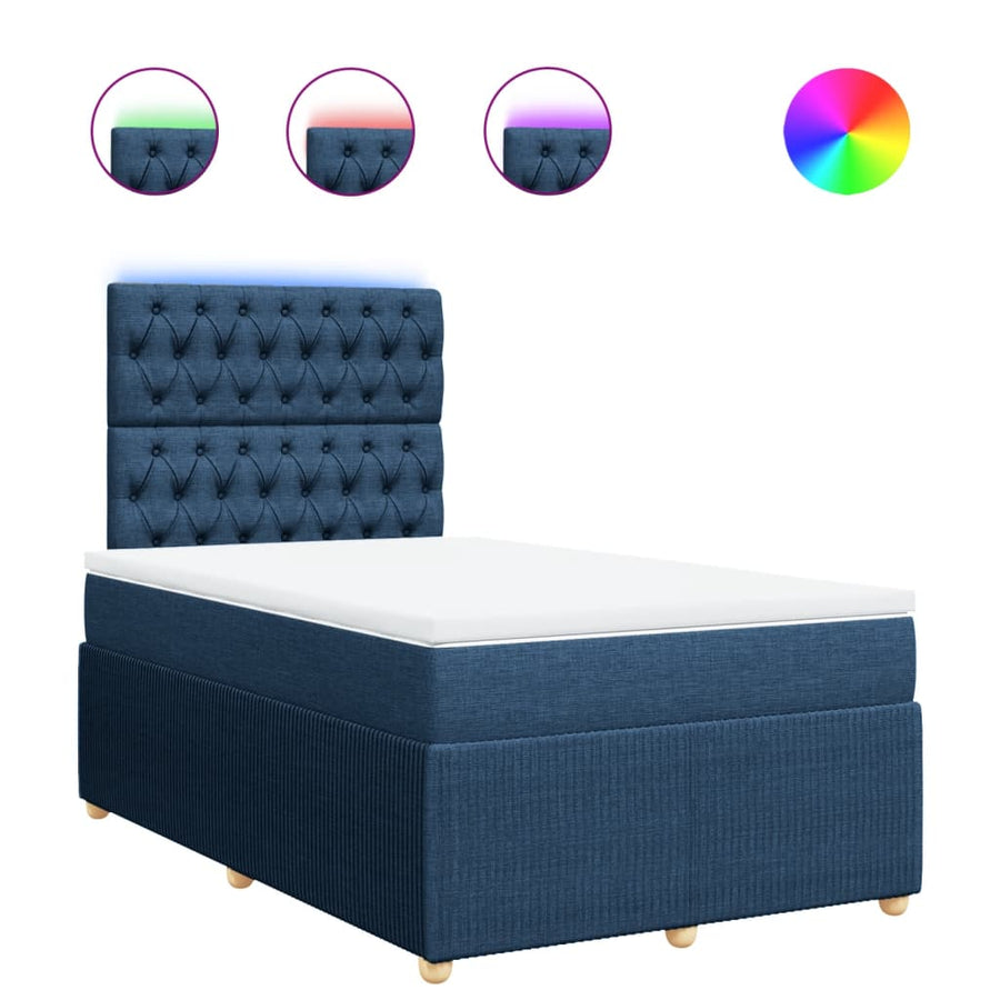 Boxspring met matras stof blauw 120x200 cm