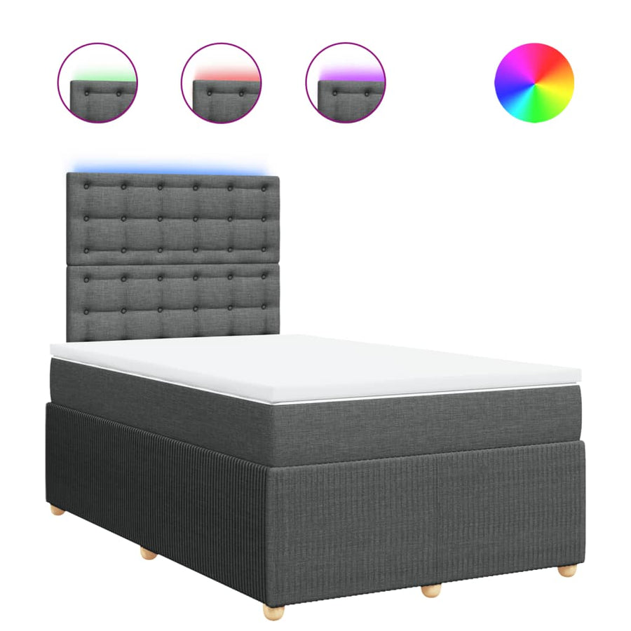 Boxspring met matras stof donkergrijs 120x200 cm