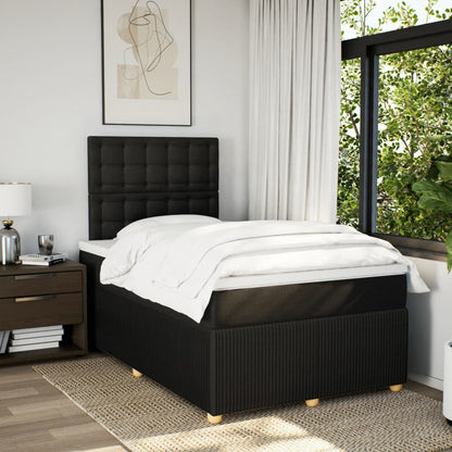 Boxspring met matras stof zwart 120x200 cm