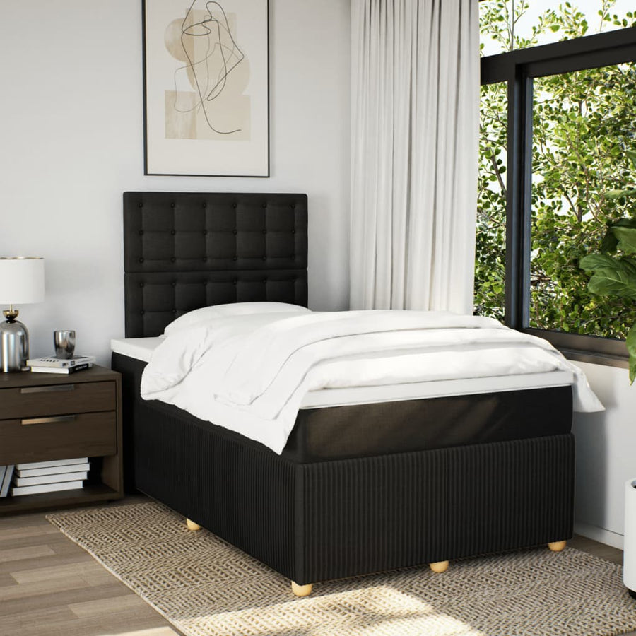 Boxspring met matras stof zwart 120x200 cm