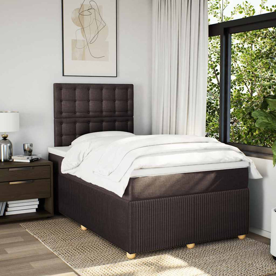 Boxspring met matras stof donkerbruin 120x200 cm