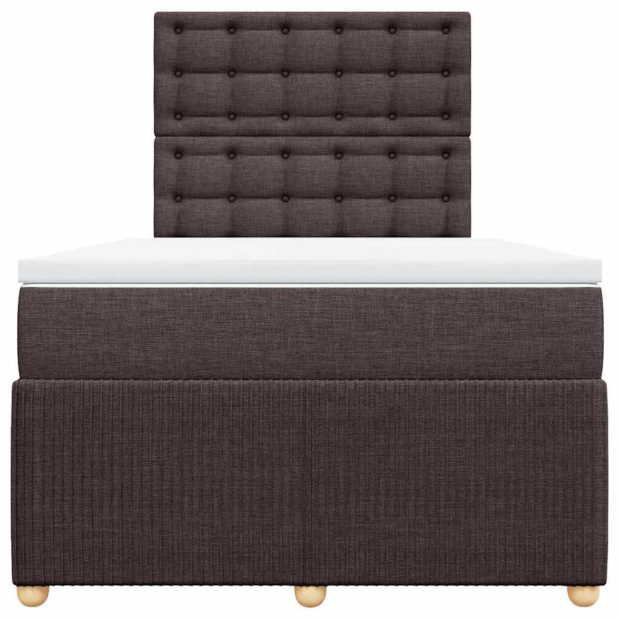 Boxspring met matras stof donkerbruin 120x200 cm