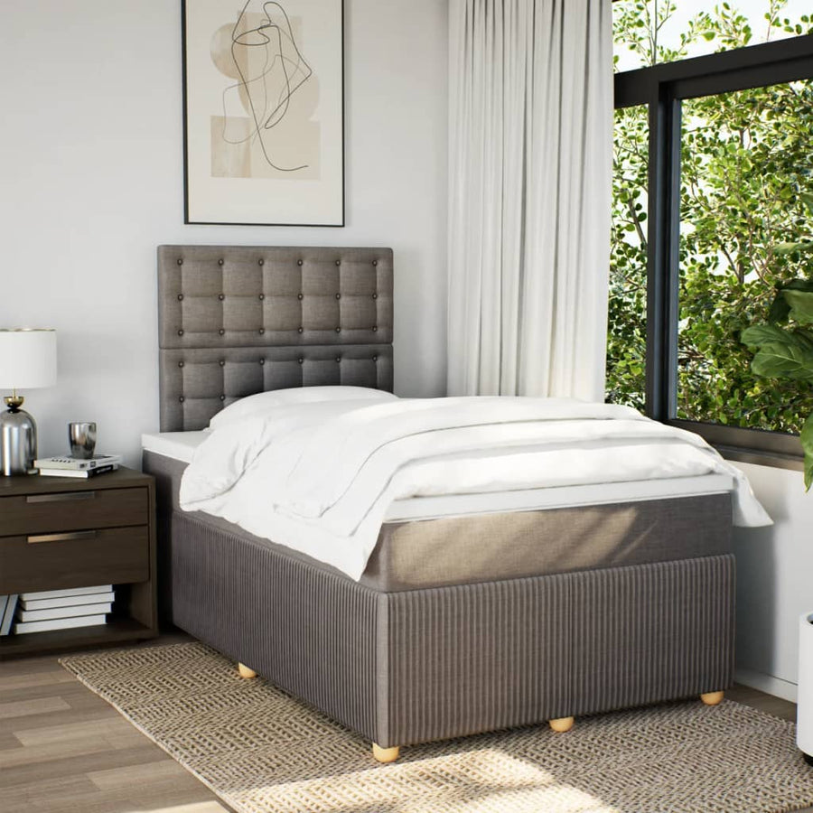 Boxspring met matras stof taupe 120x200 cm