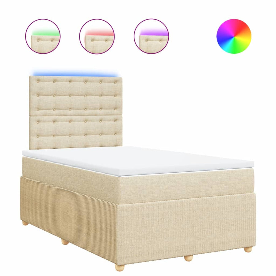 Boxspring met matras stof crèmekleurig 120x200 cm