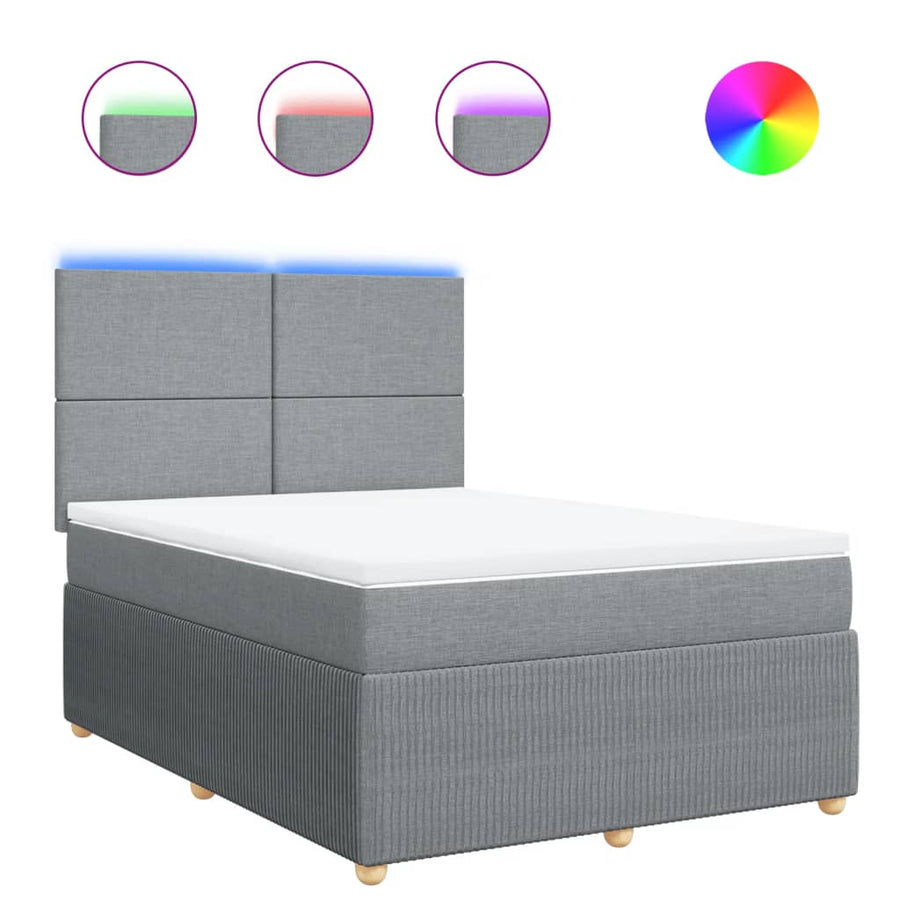 Boxspring met matras stof lichtgrijs 140x190 cm