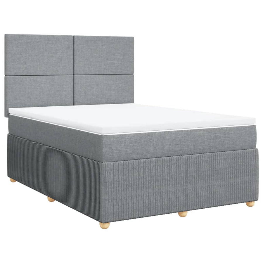 Boxspring met matras stof lichtgrijs 140x190 cm