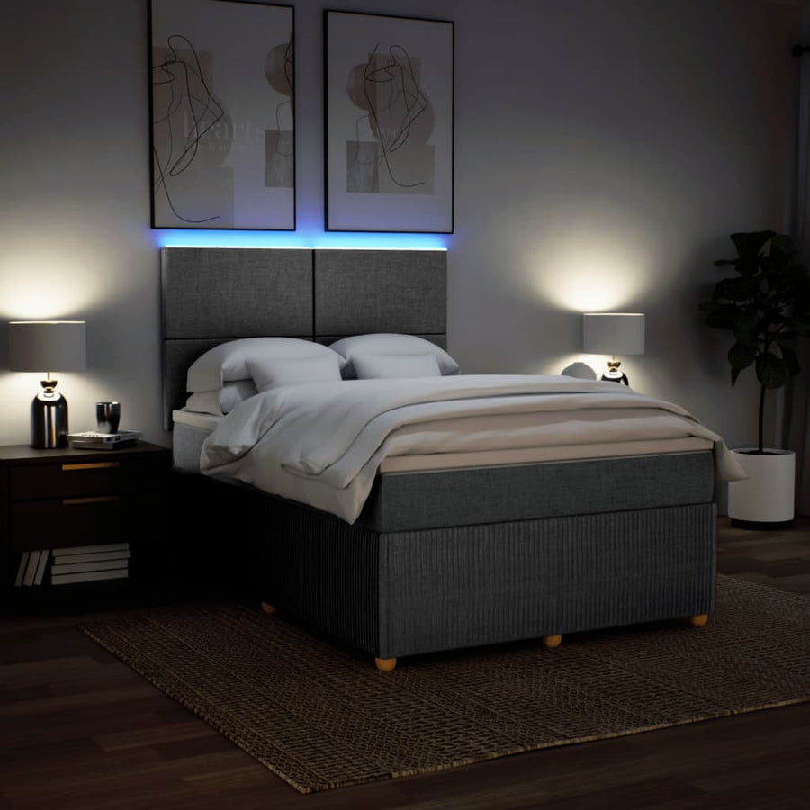 Boxspring met matras stof lichtgrijs 140x190 cm