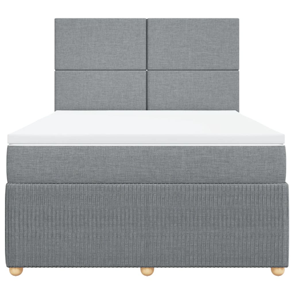 Boxspring met matras stof lichtgrijs 140x190 cm