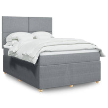 Boxspring met matras stof lichtgrijs 140x190 cm