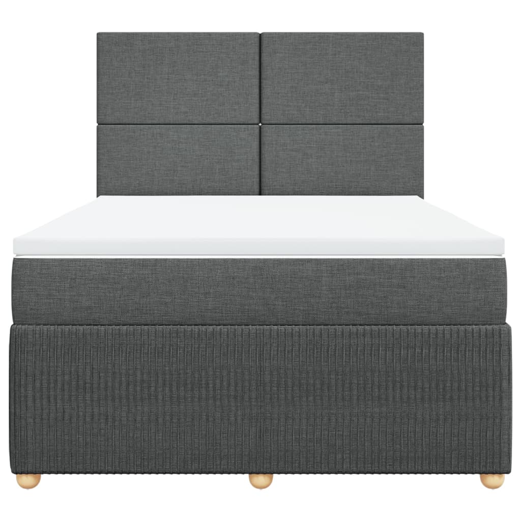 Boxspring met matras stof donkergrijs 140x190 cm