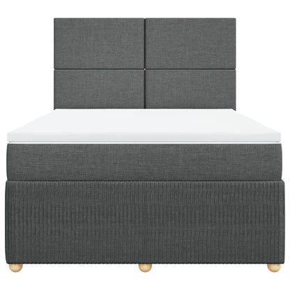 Boxspring met matras stof donkergrijs 140x190 cm