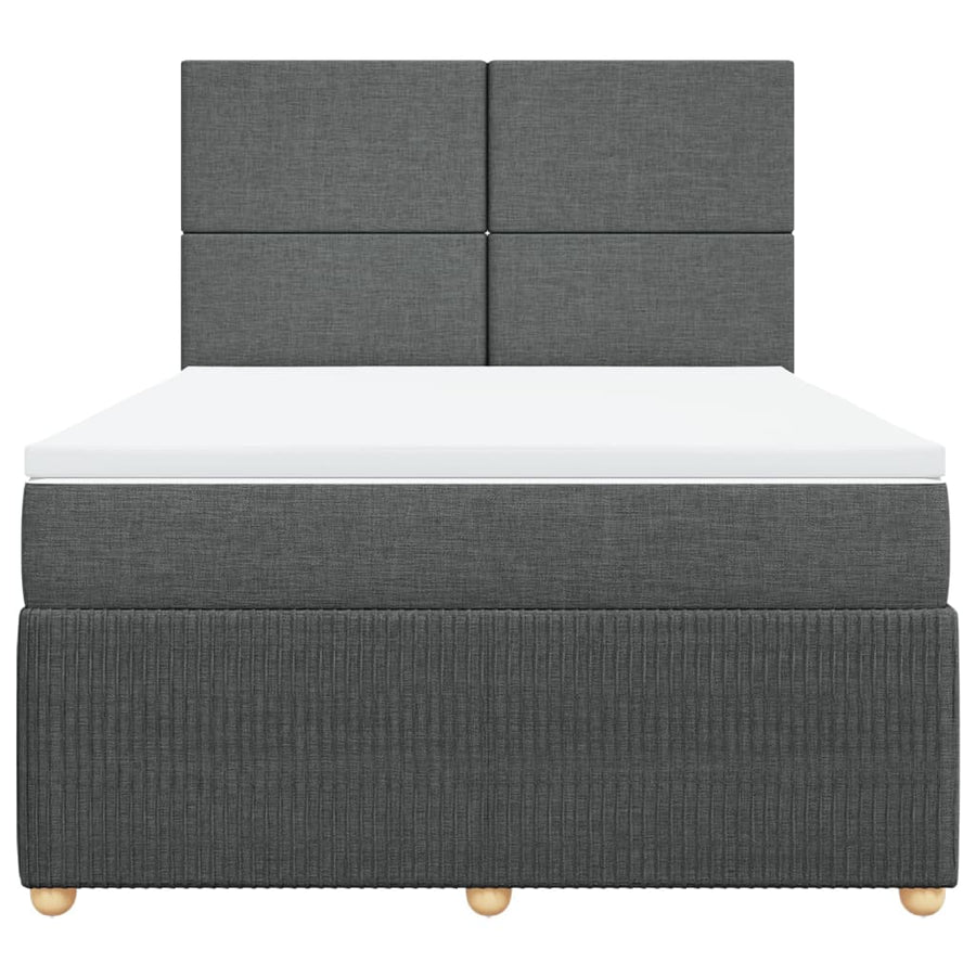 Boxspring met matras stof donkergrijs 140x190 cm