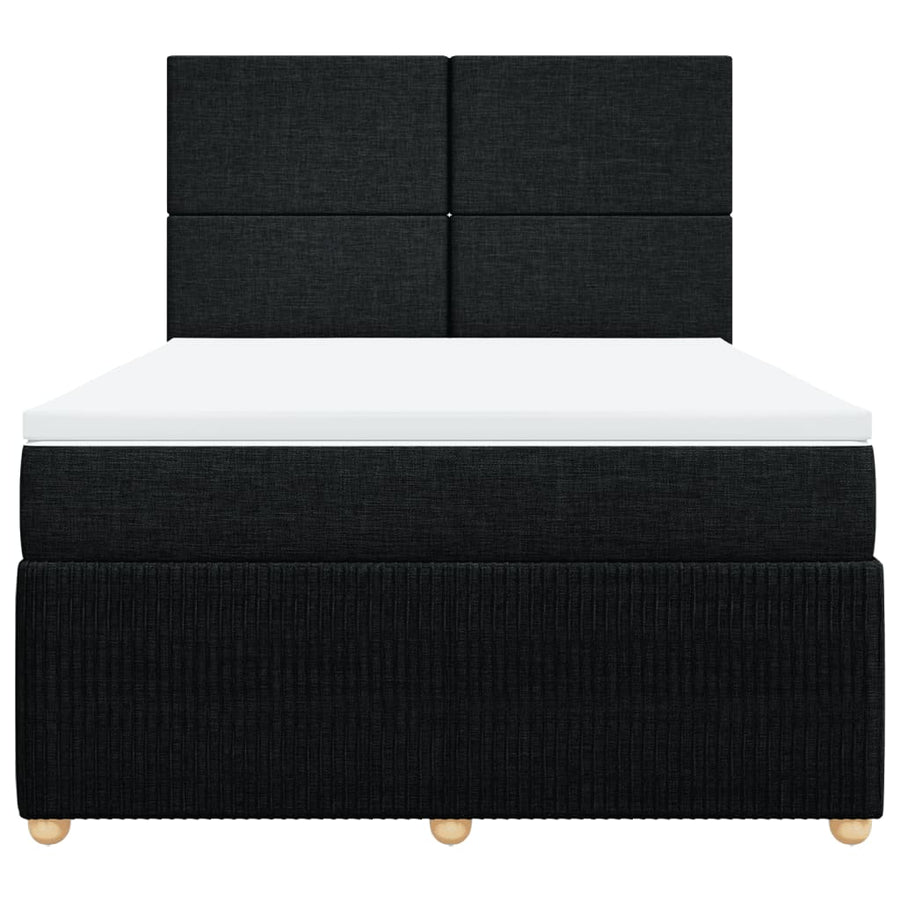 Boxspring met matras stof zwart 140x190 cm