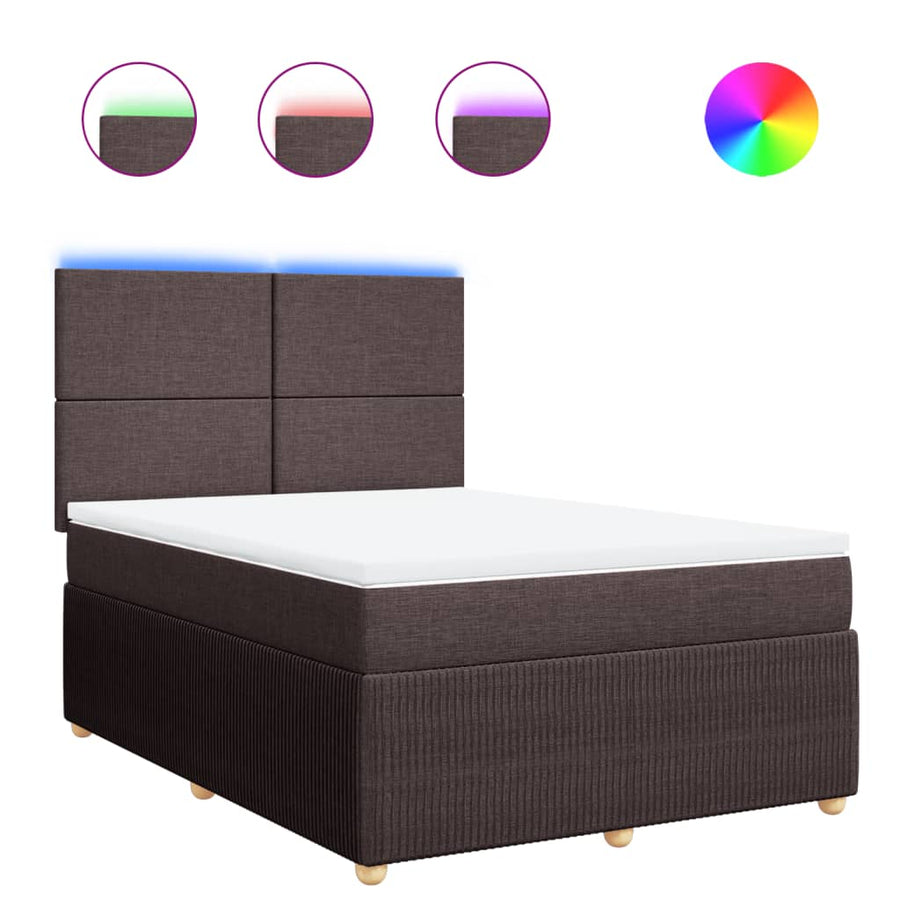 Boxspring met matras stof donkerbruin 140x190 cm
