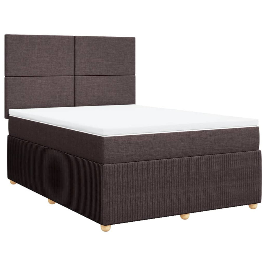 Boxspring met matras stof donkerbruin 140x190 cm